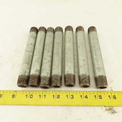 1/2" NPT x 6" Galvanized Iron Pipe Nipple Fitting Schedule 40 Lot of 7