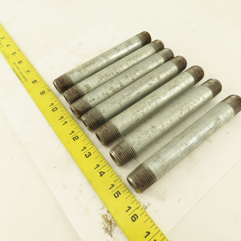 1/2" NPT x 6" Galvanized Iron Pipe Nipple Fitting Schedule 40 Lot of 7
