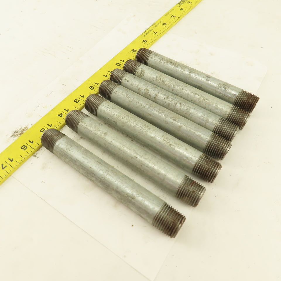 1/2" NPT x 6" Galvanized Iron Pipe Nipple Fitting Schedule 40 Lot of 7