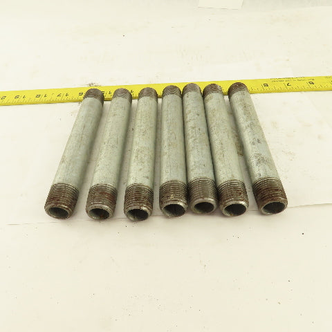 1/2" NPT x 6" Galvanized Iron Pipe Nipple Fitting Schedule 40 Lot of 7