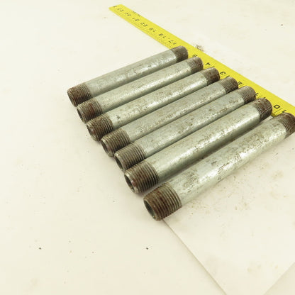 1/2" NPT x 6" Galvanized Iron Pipe Nipple Fitting Schedule 40 Lot of 7