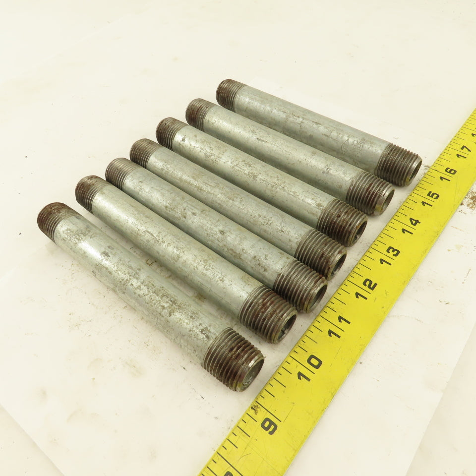1/2" NPT x 6" Galvanized Iron Pipe Nipple Fitting Schedule 40 Lot of 7