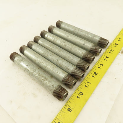 1/2" NPT x 6" Galvanized Iron Pipe Nipple Fitting Schedule 40 Lot of 7