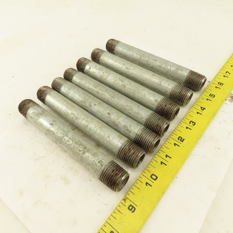 1/2" NPT x 6" Galvanized Iron Pipe Nipple Fitting Schedule 40 Lot of 7