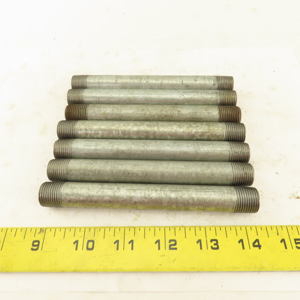 3/8" NPT x 5-1/2" Galvanized Iron Pipe Nipple Fitting Schedule 40 Lot of 7