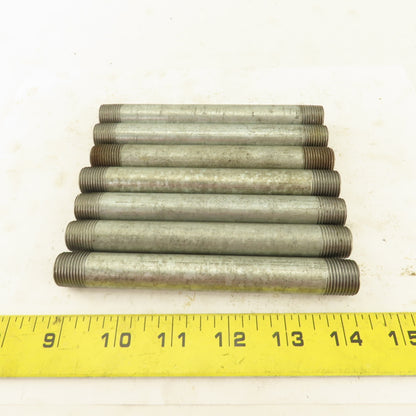 3/8" NPT x 5-1/2" Galvanized Iron Pipe Nipple Fitting Schedule 40 Lot of 7
