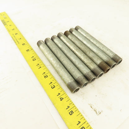 3/8" NPT x 5-1/2" Galvanized Iron Pipe Nipple Fitting Schedule 40 Lot of 7