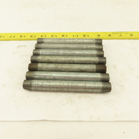 3/8" NPT x 5-1/2" Galvanized Iron Pipe Nipple Fitting Schedule 40 Lot of 7