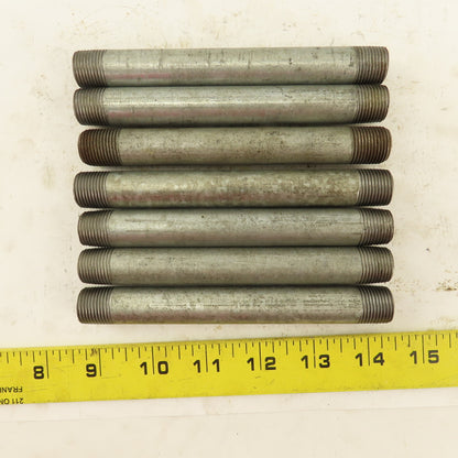 3/8" NPT x 5-1/2" Galvanized Iron Pipe Nipple Fitting Schedule 40 Lot of 7