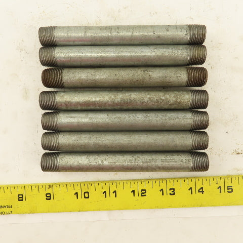 3/8" NPT x 5-1/2" Galvanized Iron Pipe Nipple Fitting Schedule 40 Lot of 7