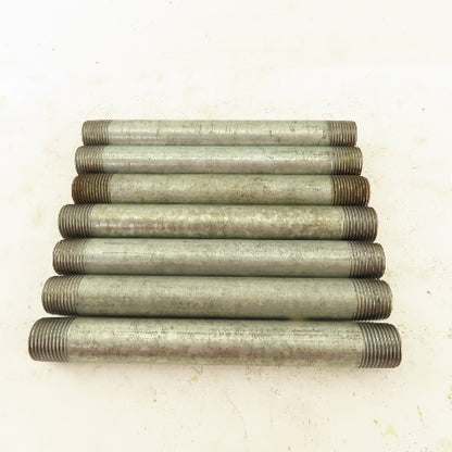 3/8" NPT x 5-1/2" Galvanized Iron Pipe Nipple Fitting Schedule 40 Lot of 7