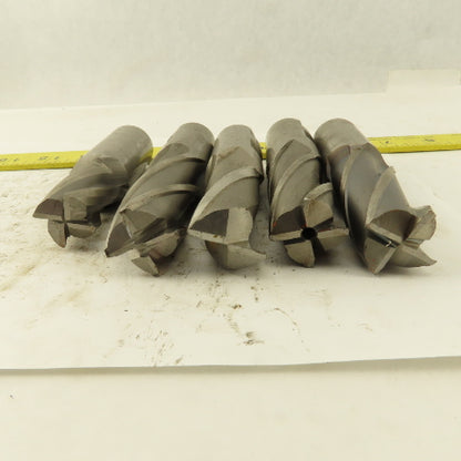 HSS 1" Multi Flute End Mill 1" Weldon Shank Misc. Style Lot Of 5