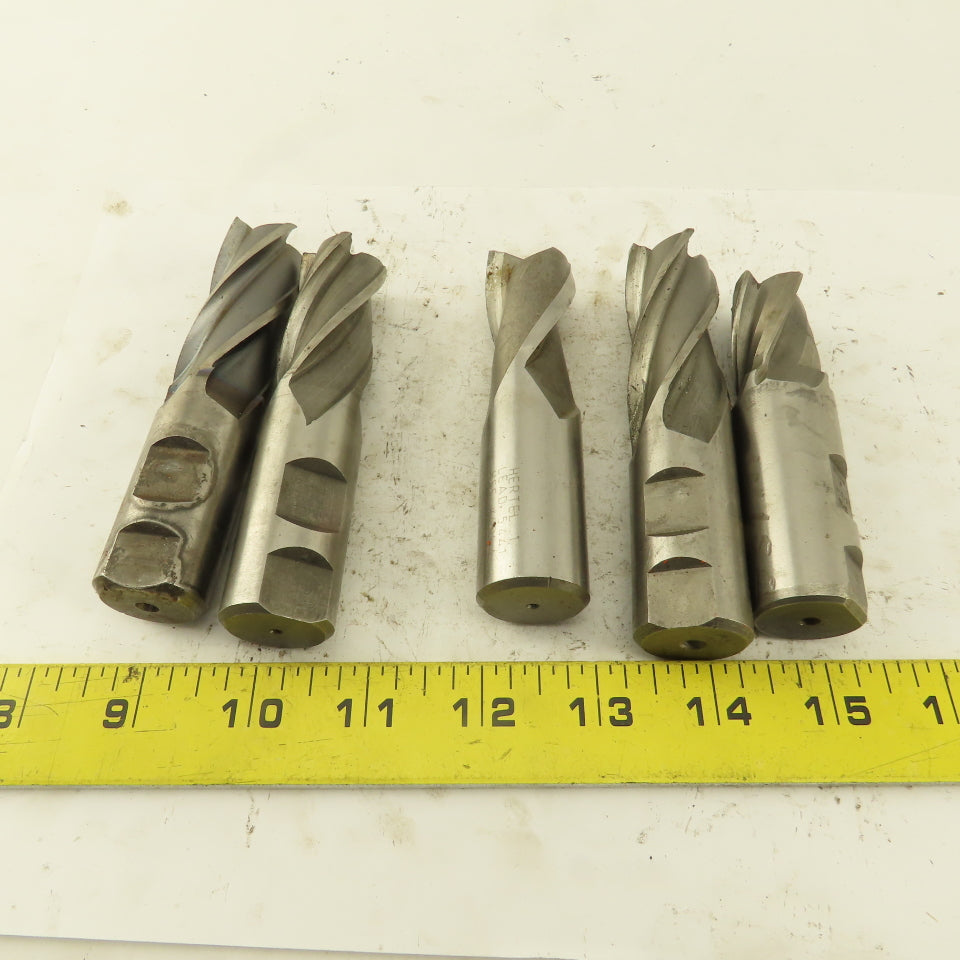 HSS 1" Multi Flute End Mill 1" Weldon Shank Misc. Style Lot Of 5