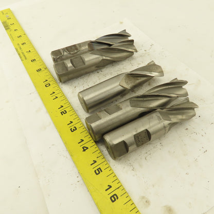 HSS 1" Multi Flute End Mill 1" Weldon Shank Misc. Style Lot Of 5
