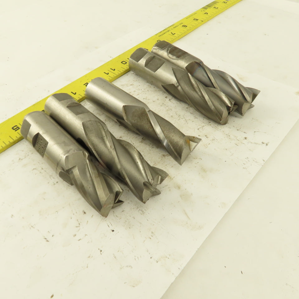 HSS 1" Multi Flute End Mill 1" Weldon Shank Misc. Style Lot Of 5