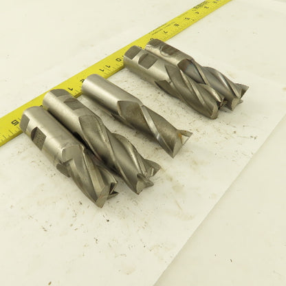HSS 1" Multi Flute End Mill 1" Weldon Shank Misc. Style Lot Of 5