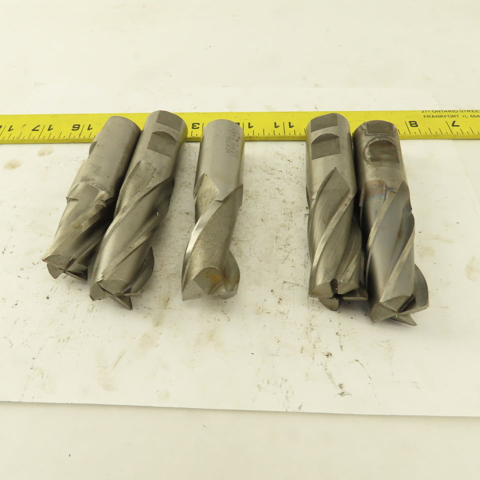 HSS 1" Multi Flute End Mill 1" Weldon Shank Misc. Style Lot Of 5