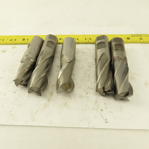 HSS 1" Multi Flute End Mill 1" Weldon Shank Misc. Style Lot Of 5