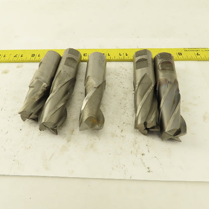 HSS 1" Multi Flute End Mill 1" Weldon Shank Misc. Style Lot Of 5