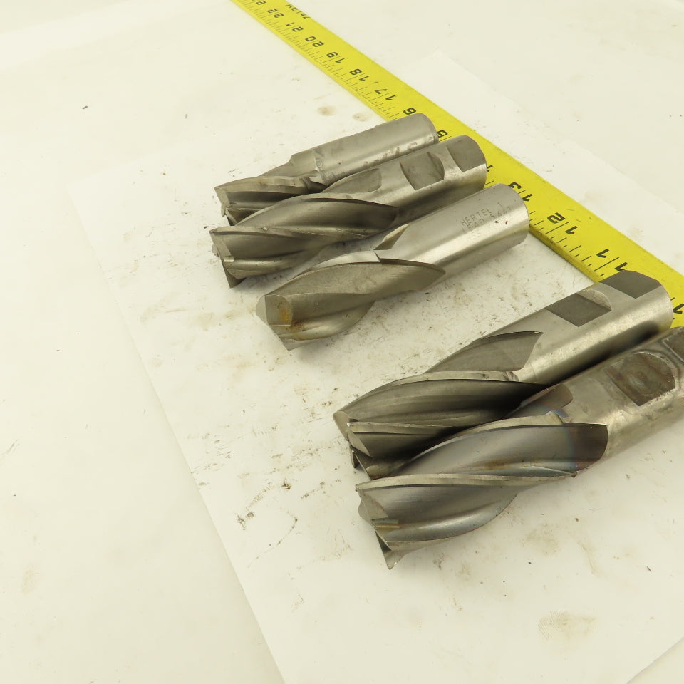 HSS 1" Multi Flute End Mill 1" Weldon Shank Misc. Style Lot Of 5