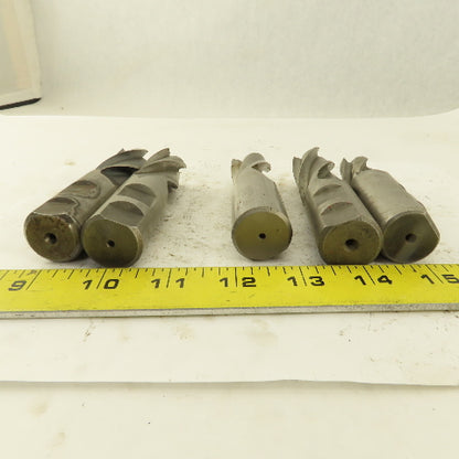HSS 1" Multi Flute End Mill 1" Weldon Shank Misc. Style Lot Of 5