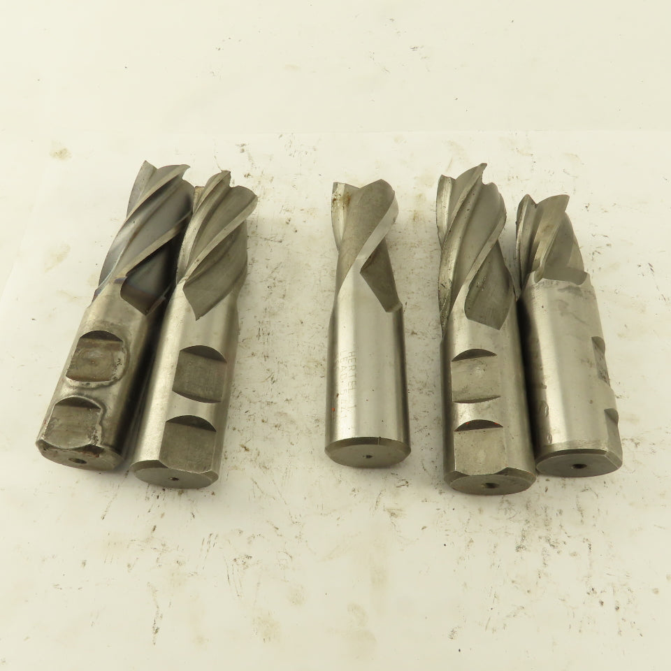 HSS 1" Multi Flute End Mill 1" Weldon Shank Misc. Style Lot Of 5