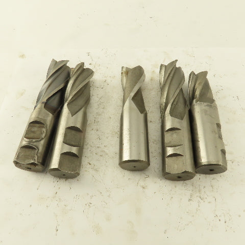 HSS 1" Multi Flute End Mill 1" Weldon Shank Misc. Style Lot Of 5