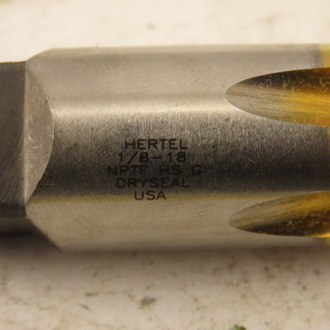 Hertel Dryseal 1/8-18 NPTF TiN Coated HS5 Flute Plug Tap