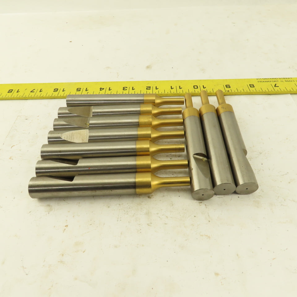 0.2805" Nominal Diameter TiN Coated Hole Punch 5/8" Whistle Notch Lot Of 10