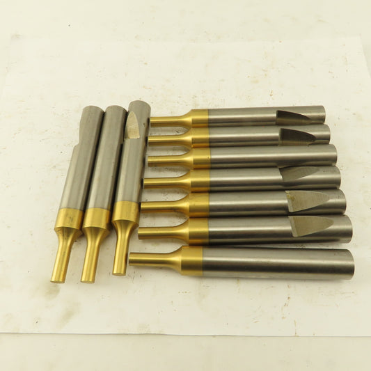 0.2805" Nominal Diameter TiN Coated Hole Punch 5/8" Whistle Notch Lot Of 10
