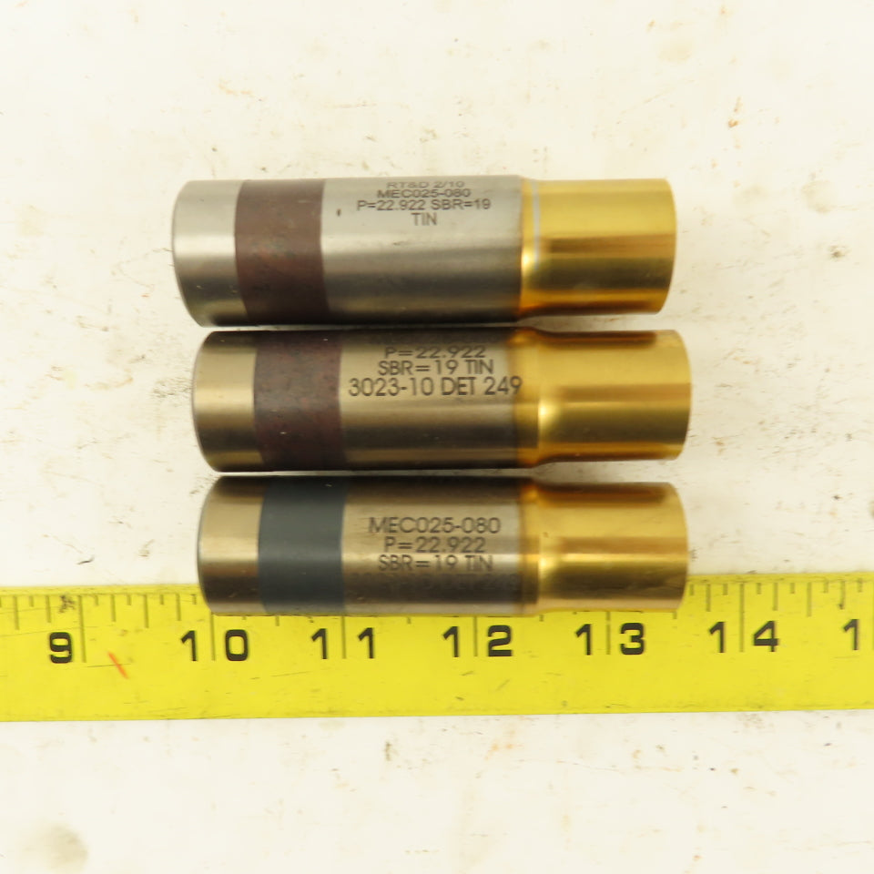 Moeller MEC025-080 TiN Coated Metal Ejector Punch P=22.922mm SBR=19 Lot Of 3