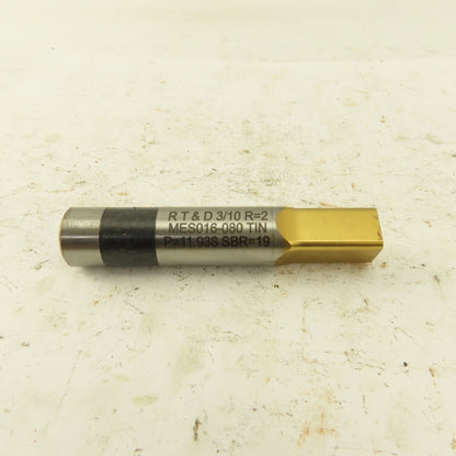 RT&D MES016-080 TiN Coated Ejector Punch P=11.938 Square R=2 Ball Lock
