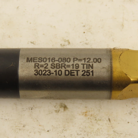 Moeller MES016-080 TiN Coated Ejector Punch P=12.00 Square R=2 Ball Lock