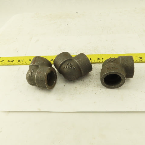 Anvil SA/A105 B16 3/4" Socket Weld Forged Carbon Steel 90° Elbow Lot of 3