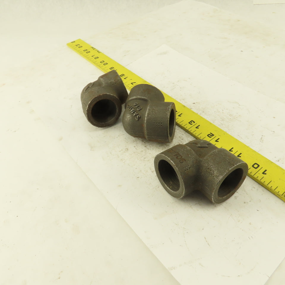 Anvil SA/A105 B16 3/4" Socket Weld Forged Carbon Steel 90° Elbow Lot of 3