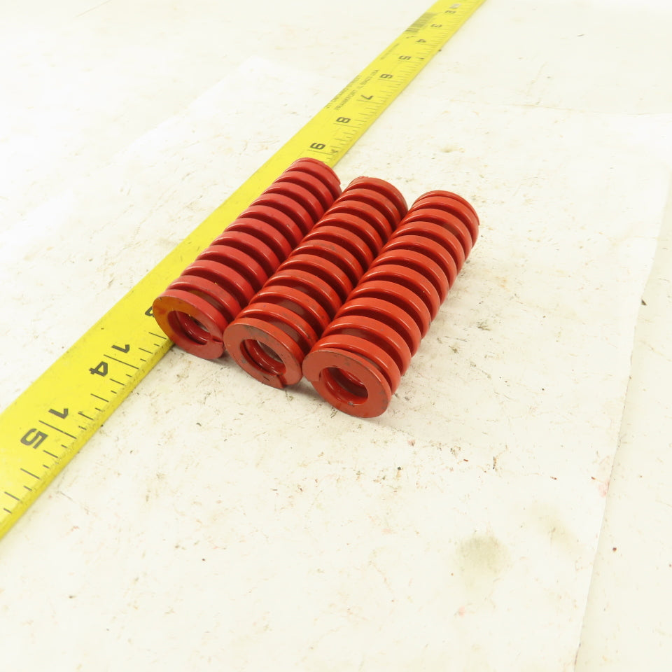RED Die Spring 1/2" ID x 1" OD 3" OAL Square Wire 0.1720" Thick Lot Of 3