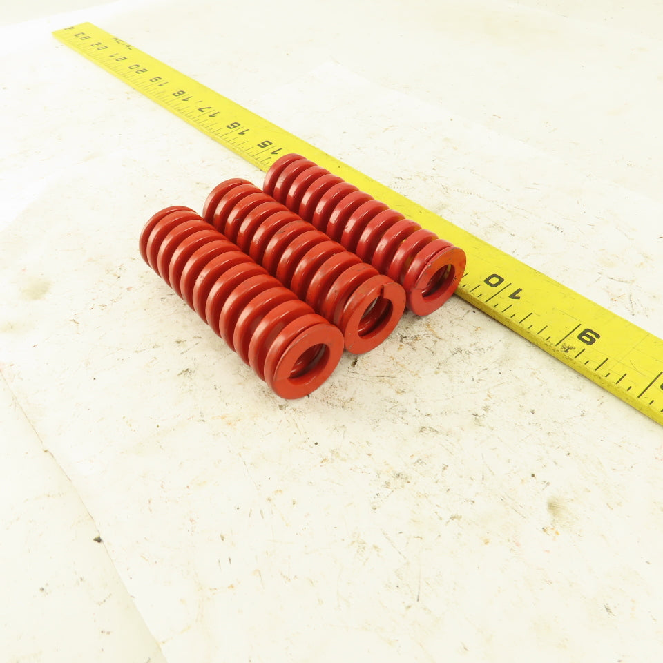 RED Die Spring 1/2" ID x 1" OD 3" OAL Square Wire 0.1720" Thick Lot Of 3
