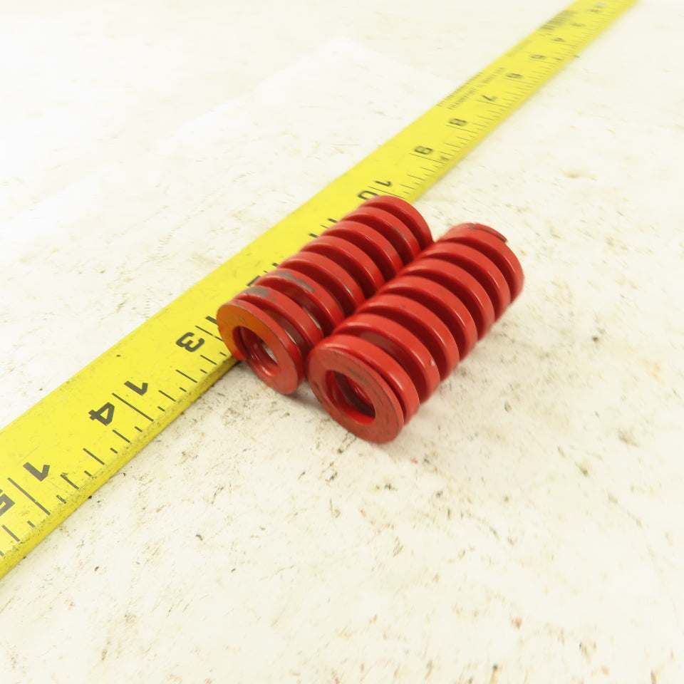 RED Die Spring 1/2" ID x 1" OD 2" OAL Square Wire 0.165" Thick Lot Of 2