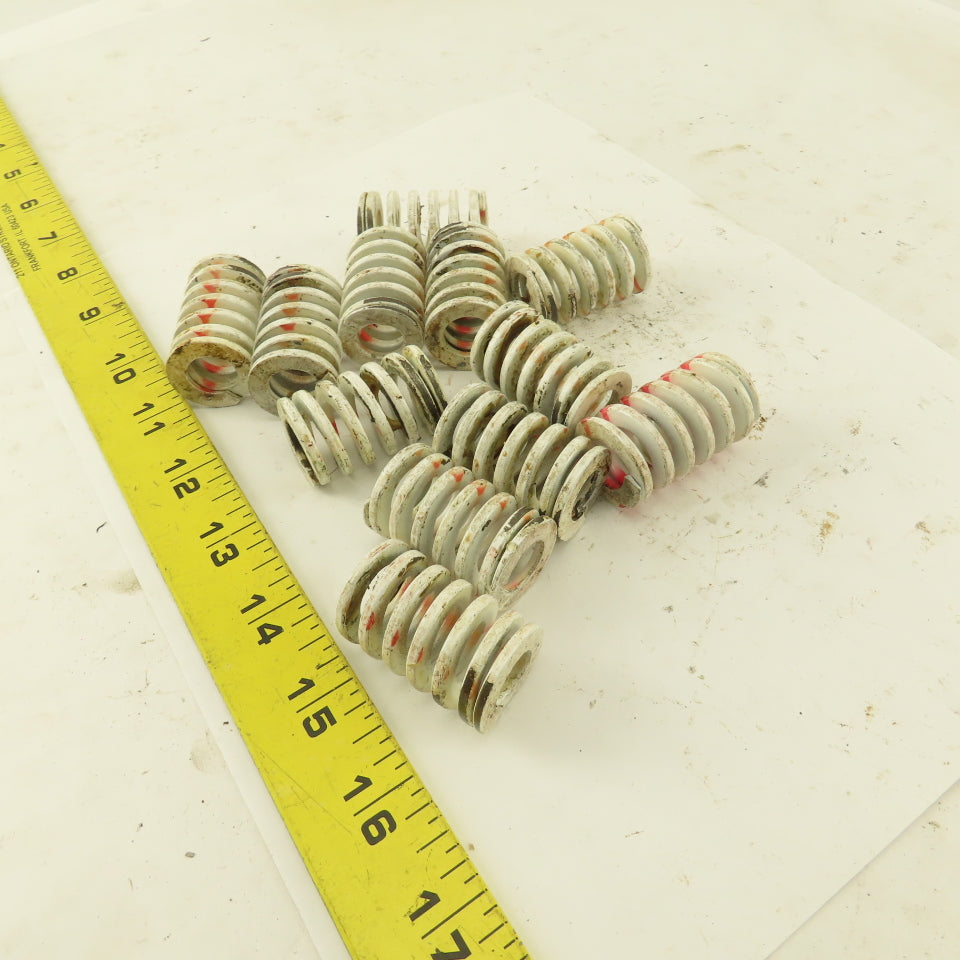 White RED Stripe Die Spring 1/2" ID x 1" OD Square Wire 0.1165" Thick Lot Of 12