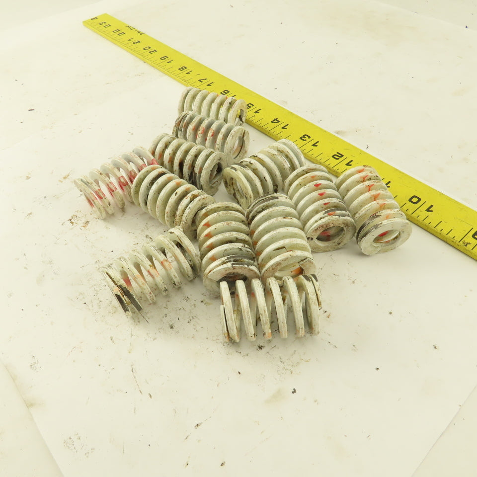 White RED Stripe Die Spring 1/2" ID x 1" OD Square Wire 0.1165" Thick Lot Of 12