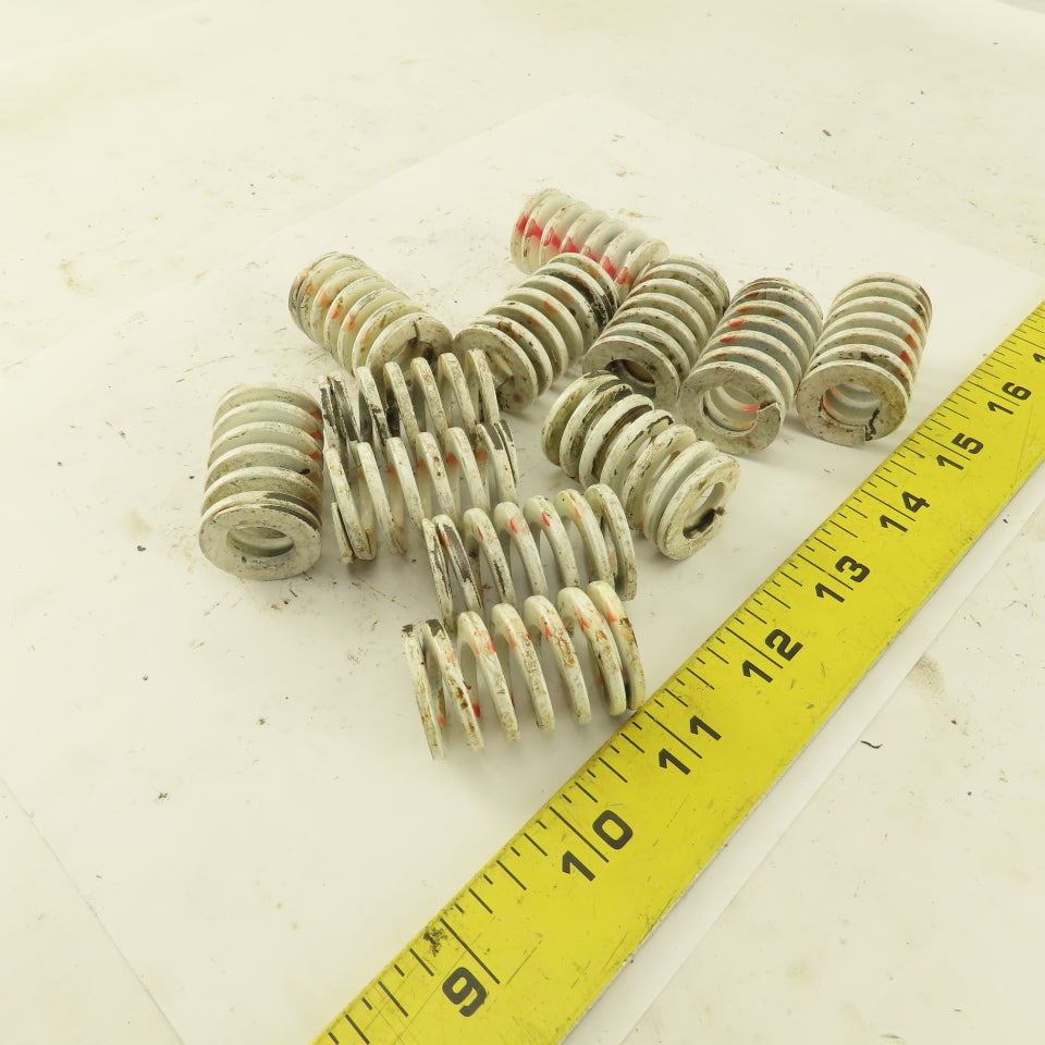 White RED Stripe Die Spring 1/2" ID x 1" OD Square Wire 0.1165" Thick Lot Of 12