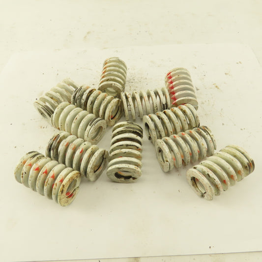 White RED Stripe Die Spring 1/2" ID x 1" OD Square Wire 0.1165" Thick Lot Of 12