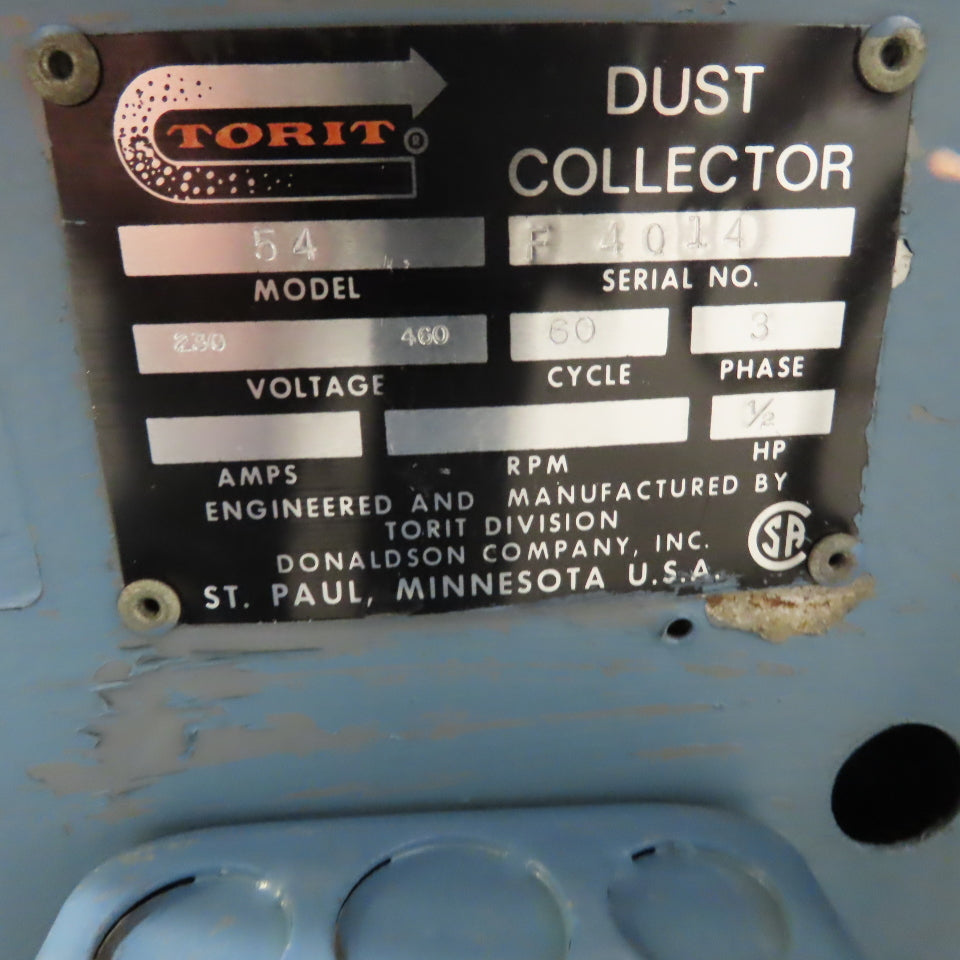 Torit Model 54 Cabinet Dust Collector 1/2Hp Woodshop 230/460V 3Ph