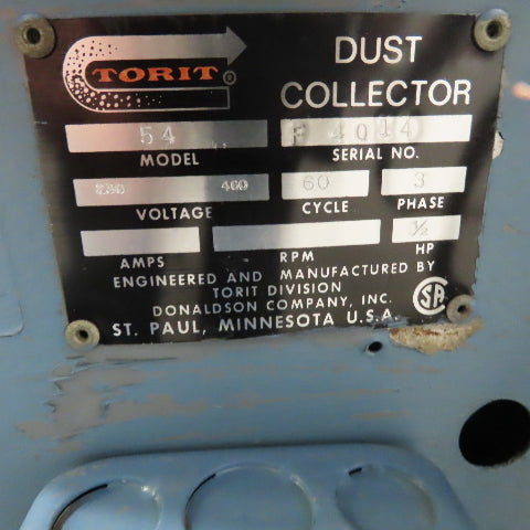 Torit Model 54 Cabinet Dust Collector 1/2Hp Woodshop 230/460V 3Ph