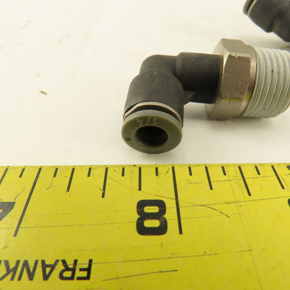 1/4" OD 3/8 NPT Thread Nylon Push to Connect Male 90° Elbow Lot of 10