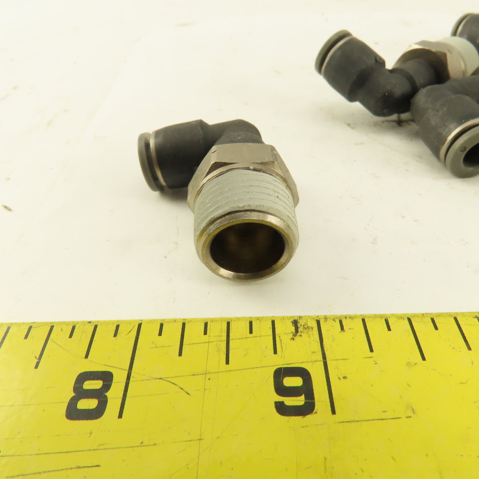 1/4" OD 3/8 NPT Thread Nylon Push to Connect Male 90° Elbow Lot of 10