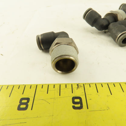 1/4" OD 3/8 NPT Thread Nylon Push to Connect Male 90° Elbow Lot of 10