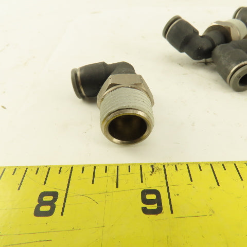 1/4" OD 3/8 NPT Thread Nylon Push to Connect Male 90° Elbow Lot of 10