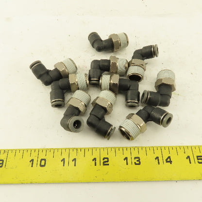 1/4" OD 3/8 NPT Thread Nylon Push to Connect Male 90° Elbow Lot of 10