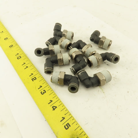 1/4" OD 3/8 NPT Thread Nylon Push to Connect Male 90° Elbow Lot of 10